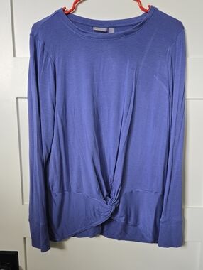 Zella Periwinkle Blue Twist-Front Long-Sleeve Tee XL